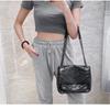 New oil wax cowhide messenger bag retro double chain women's bag poplar forest shoulder crossbody small square bag