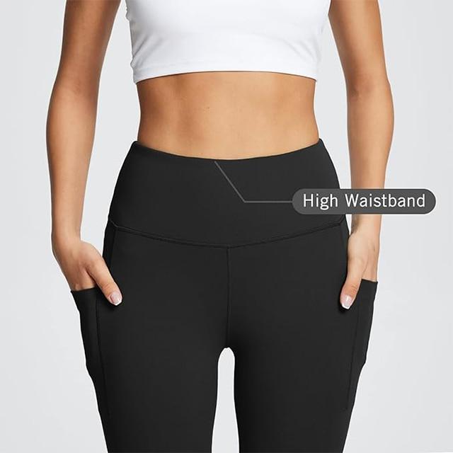 Hohe Taille Lockere Yogahose mit Taschen Schwarz Damen Jogginghose Tasche Yogahose Locker Bequem Fitnesshose Schwarz