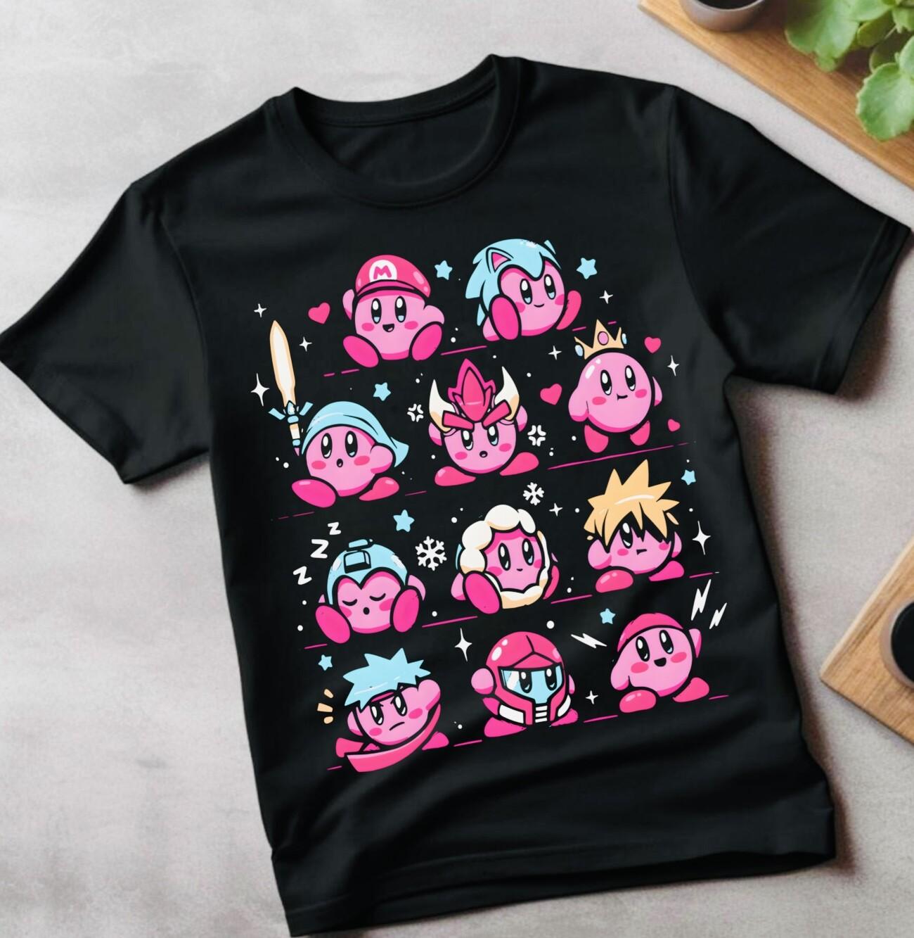 Kirby T-shirt Kirby Nintendo Retro Gaming Japan T-shirt Anime Shirt All Size S
