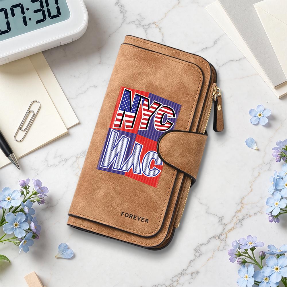 NYC Printed Long Purse Multi Card Slots Fashion Portable Wallet for Daily Use
