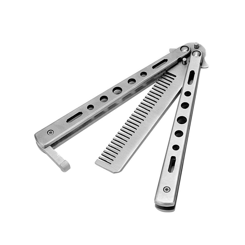 Stainless Steel Practice Training Butterfly Style Knife Hair Comb Cool Hair Care Styling Tools