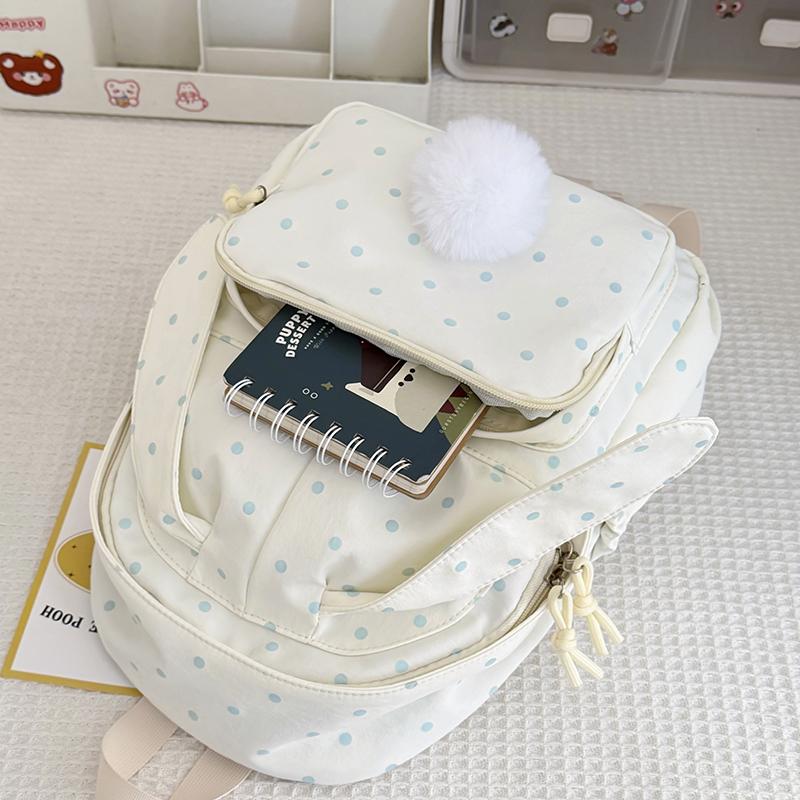 Women Polka Dot Nylon Backpack Casual Travel Daypack School Bag