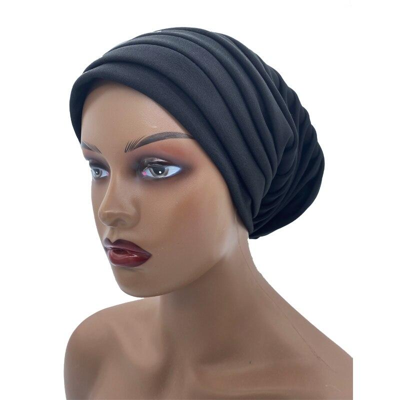 Solid Color Women Pleated Turban Hat