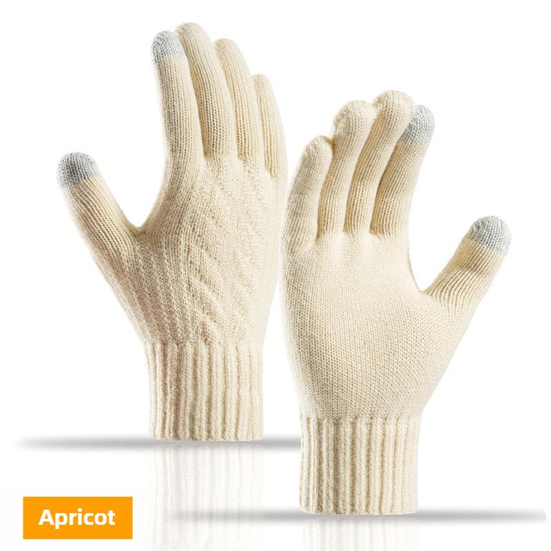 New Autumn and Winter Knit Gloves, Plus Size Men's Cold-Resistant Warm Gloves, Oversized Women's Touchscreen Gloves