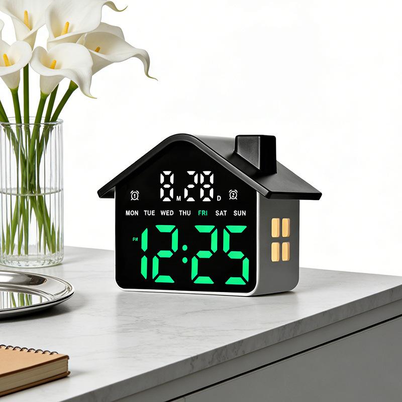 LED Digitaler Wecker Haus Sprachsteuerung Datum Woche Helligkeitsregelung Elektronische Tischuhr mit Nachtlicht 12/24H