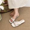 Silver Slope Heel Small Cool Slippers Fairy Shoes New Summer Fashion Outer Wear Low Heel Niche Sandals
