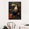 Animale de epocă în flori de junglă, pictură pe pânză, poster imprimat, păun, tucan, papagal, elefant, maimuță, artă de perete, decor acasă