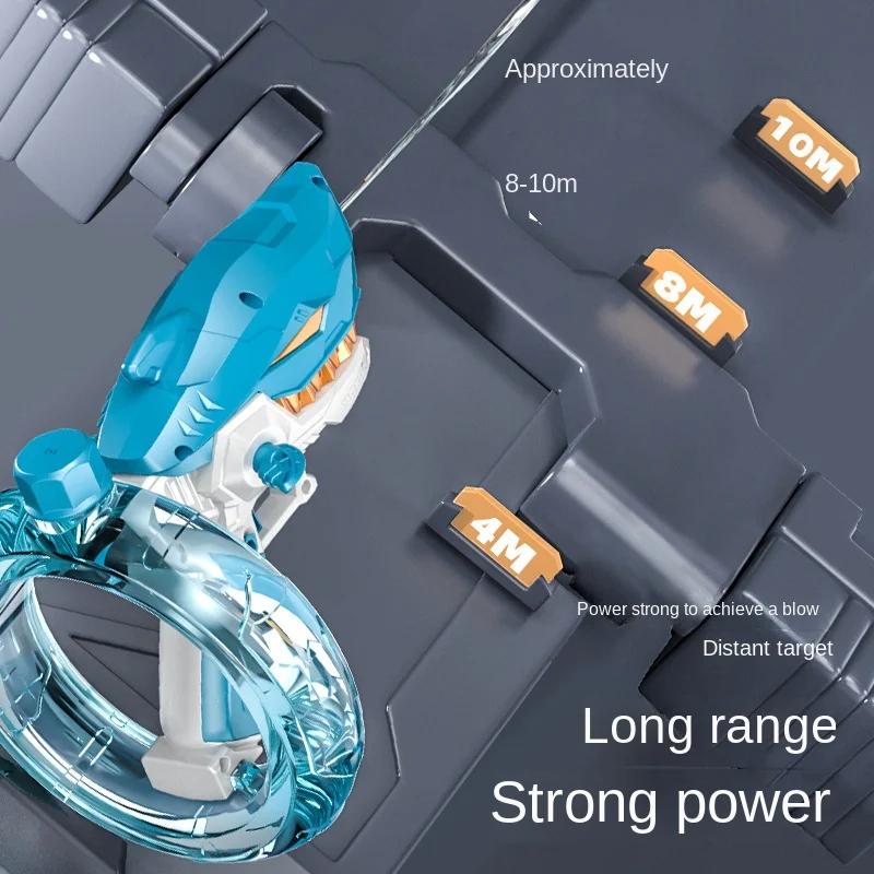 Summer Water Gaming Toy Fully Automatic Continuous Fire Watergun Shark Electric Water Gun Large Capacity Water Spray Gun