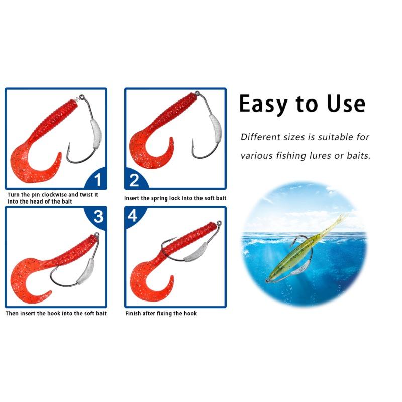 25pcs Fishing Hooks Twistlock Hooks Weighted Bass Hooks Swimbait Hooks for Soft Plastics Worm Hooks Saltwater Freshwater