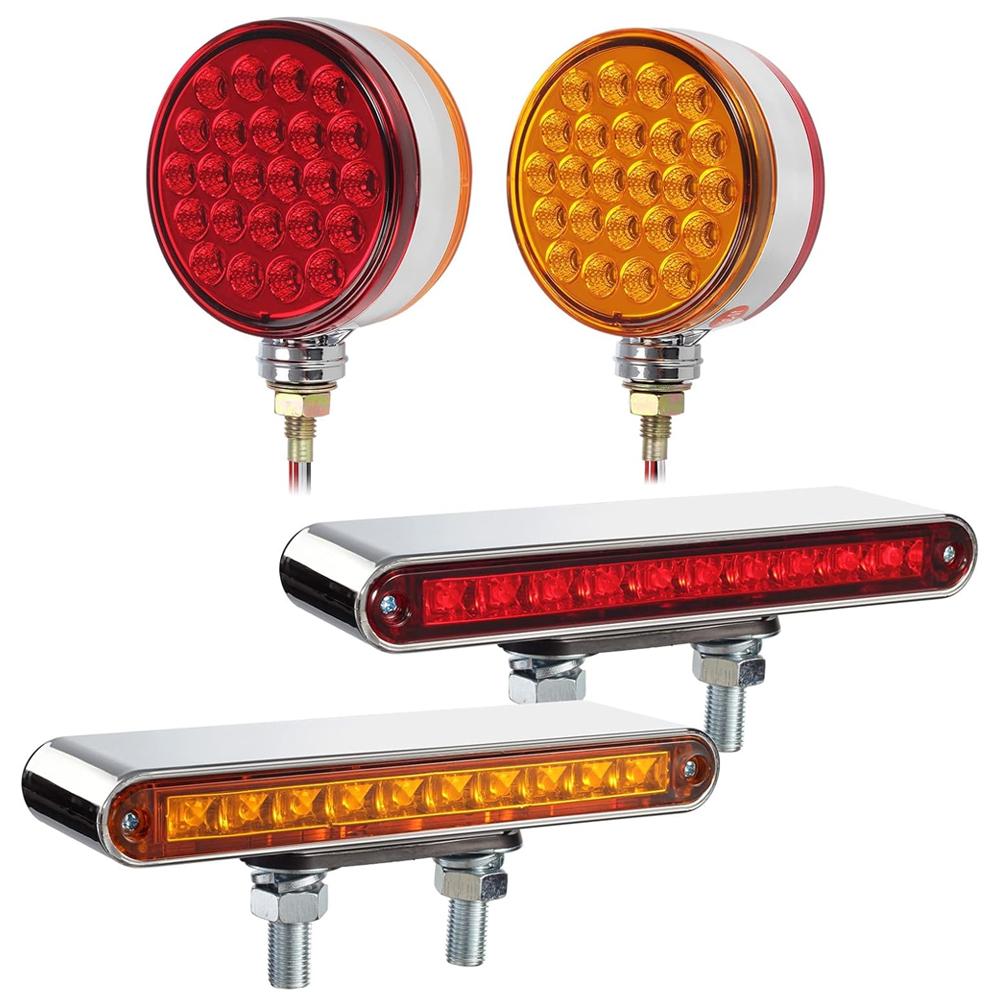 48LED Double Face Single Stud Mount Side Marker Reflective Sealed Light Marker Light Side Brake Light For Heavy-duty Trucks