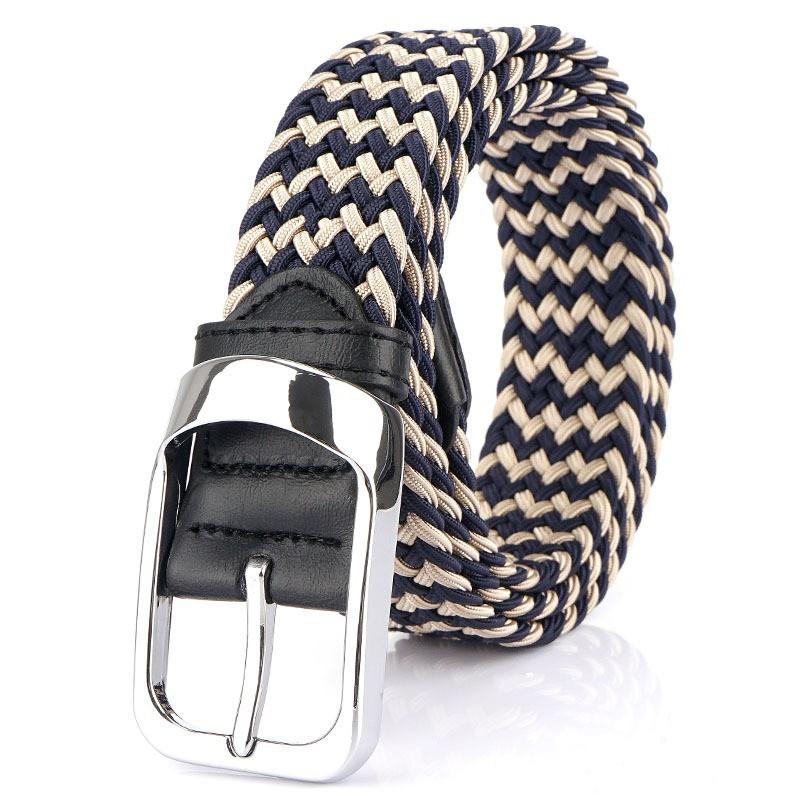 Knitted Belt Men's Trendy Cloth Casual Elastic Waist Canvas Golf Jeans Pants Women's