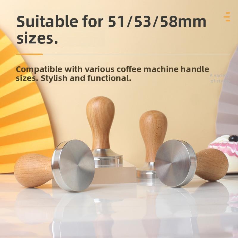 Real Wood Butternut Espresso Coffee Machine Accessories Handle Powder Compactor Stainless Steel Hammer Press Coffee Tools