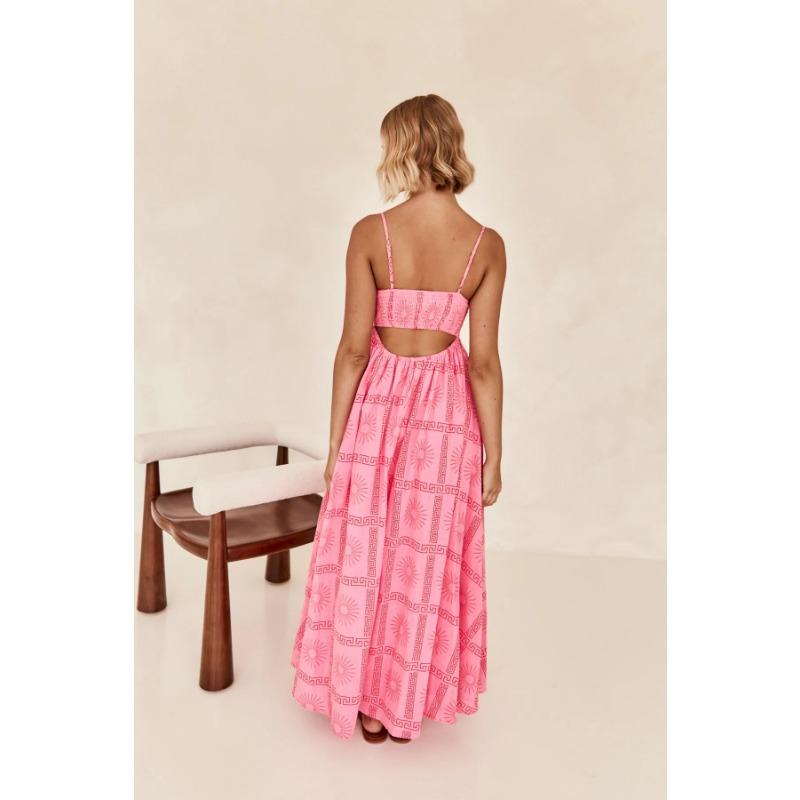 VEZFAA Women's Fashion Summer Spring Sleeveless Suspenders High Waist Casual Dresses