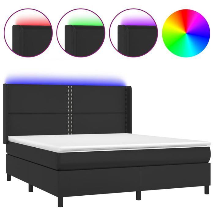 VidaXL Slat Bed Base with Mattress and LED, Upholstered Bed, Double Bed, Adult Bed for Interior Bedroom, 3139337