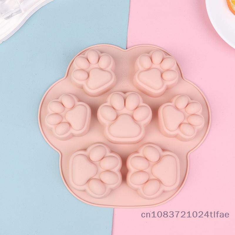 1 Pc 7 Cavity Cat Footprint Silicone Mold Cake Mould Cookie Cutter Fondant DIY Cat Paw Mousse Pastry Bakeware Molds