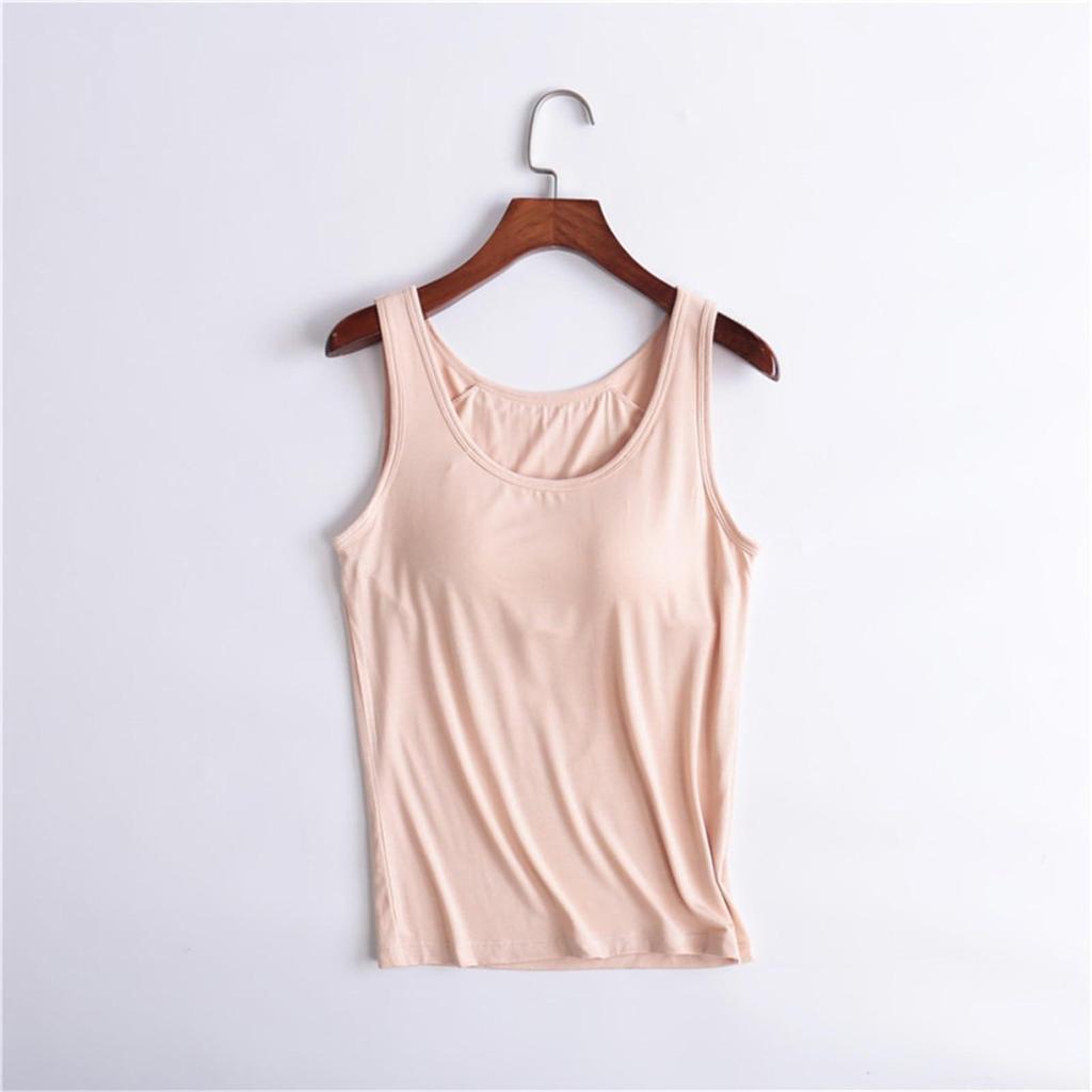 Women's Fashion With Padded Tank Top Without Steel Ring Bra Cups One-Piece Underwear Bottoming Shirt