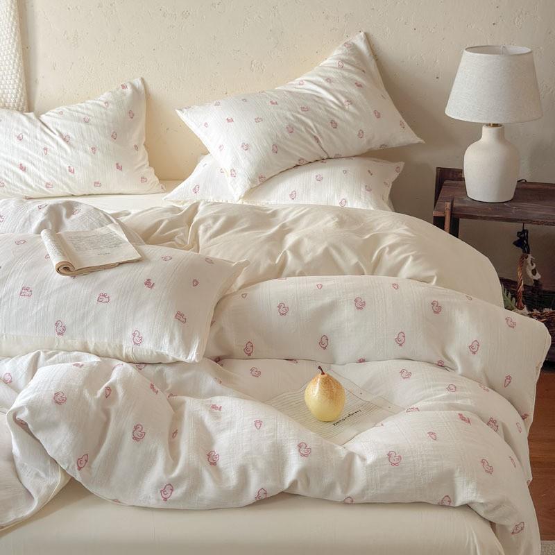 60S Cotton Floral Duvet Cover Set Cute Bedding Home
