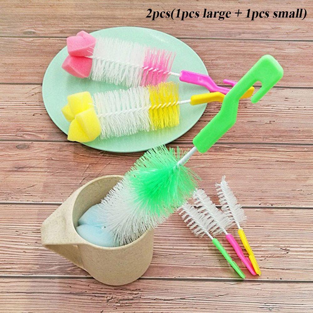 

2PCS Home 360-degree Washing Clean Sponge Baby Nipple Rotating Bottle Brush