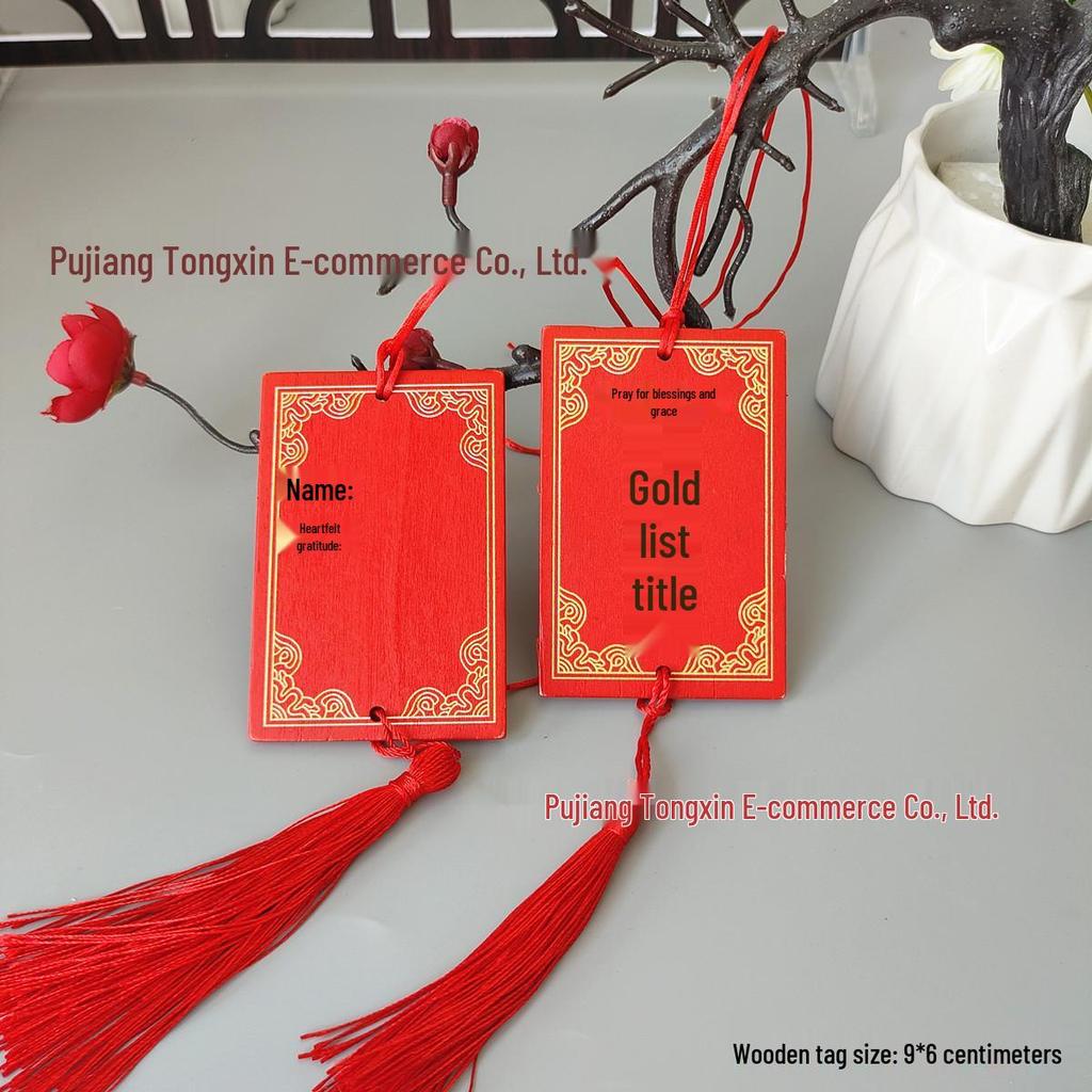 Handwritten Wooden Blessing Plaque Hanging Decoration - Customizable with Logo for Temples and Scenic Areas