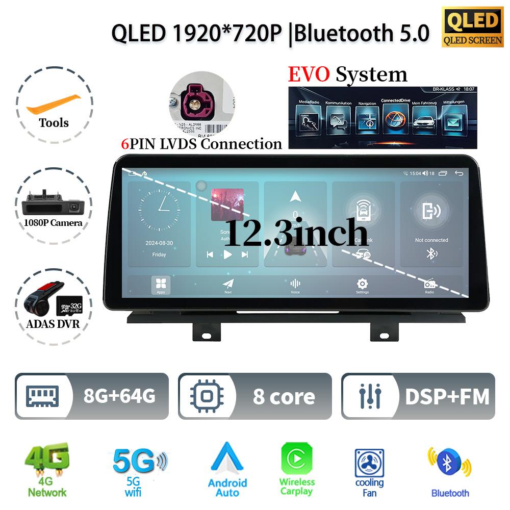 12.3" For BMW X3 G01 X4 G02 2018-2022 Android 14 Car Radio Multimedia Stereo 4G GPS Navigation WIFI Wireless BT CarPlay Screen