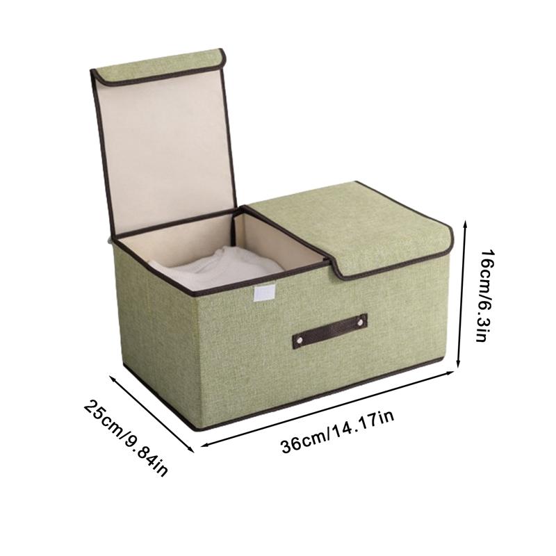 Cotton Linen Fabric Double Lid Foldable Storage Box Sundry Organiser Storage Box