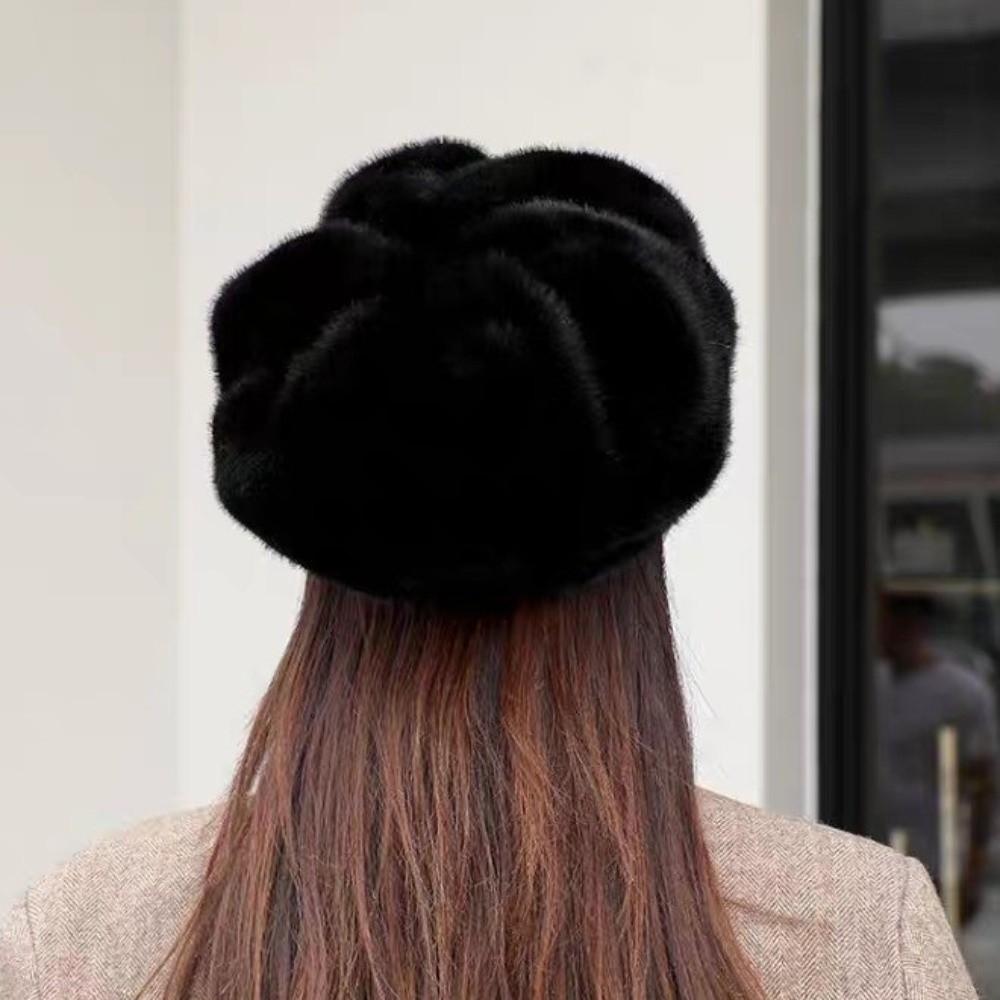 Thick Warm Imitation Mink Beret Lightweight Cloud Hat Cute Peaked Cap Winter