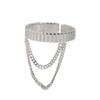 Sterling Chic 925 Silver Open Ring With Geometric Pattern For Women Elegant Casual Wear