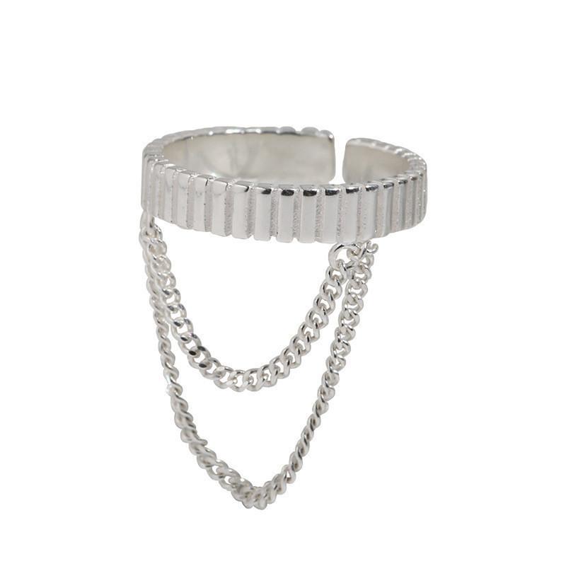 Sterling Chic 925 Silver Open Ring With Geometric Pattern For Women Elegant Casual Wear