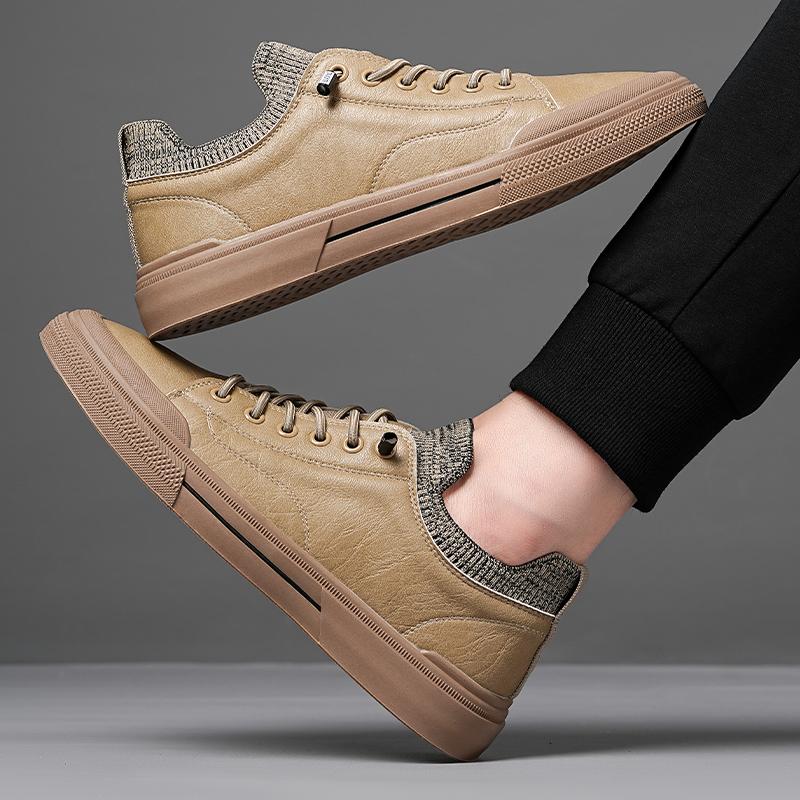 Fashion Retro Style Board Shoes for Men Designer Leather Soft-soled Casual Men's Sneakers Fashion Outdoor Breathable Sports Shoes Male