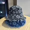 Flower Embroidered Fisherman's Hat Straw Bucket Hat Breathable Summer Beach Vacation Sun Hat