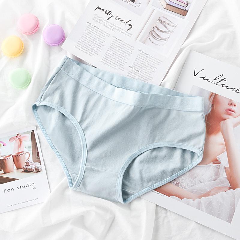 Summer Candy Color Japanese Style Mid-Waist Cotton Panties for Women
