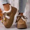 Fashion Comfort Platform Fluffy Fur Snow Boots Women 2025 Winter Thick Bottom Furry Ankle Boots Colored Bead Lace Up Suede Casual Shoes