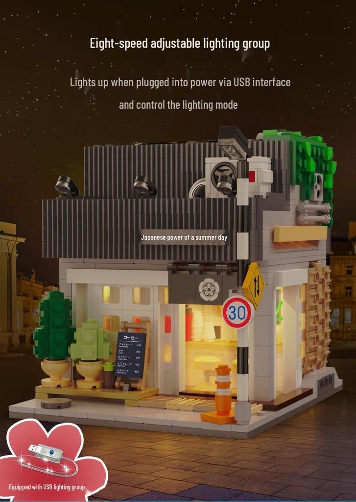 Street View Series: Japanese Bun Shop Building Blocks Toy for Kids