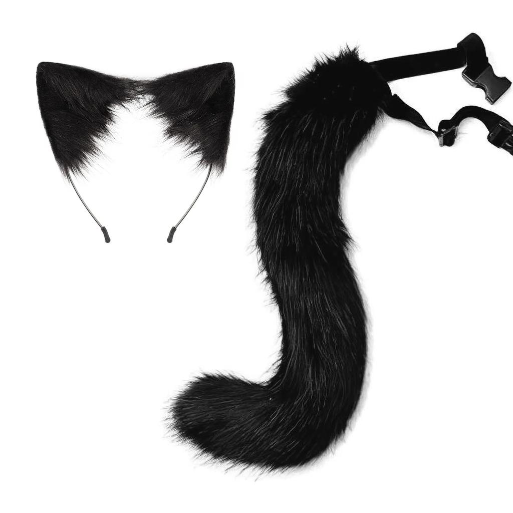 New Halloween Party Adjustable Simulation Fox Tail Plush Fox Ears Hair Band Cosplay Anime Exhibition Dress Up Anime Accessories