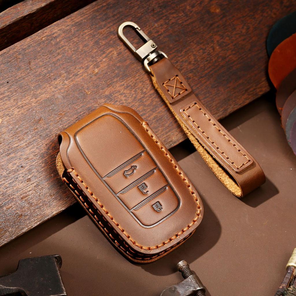 Car Key Case for Toyota BZ4X Key Case Corolla Vios Crazy Horse Leather Car Key Case Genuine Leather