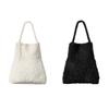 Soft Knit Mini Tote Bag Women Winter Handheld Woven Shoulder Urban Chic Small Bucket Purse
