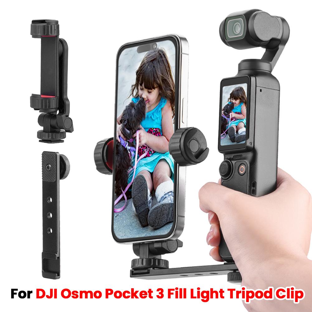 Pocket 3 Phone Holder Clip for DJI Pocket 3/Insta360 X4 Camera Expansion Tripod Fixed Bracket With Cold Shoe Accessories