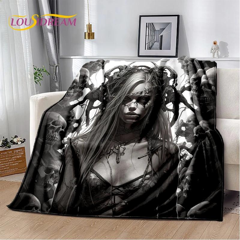 2025 New Gothic Horror Character Skull Ghost Spirit Soft Blanket,Soft Throw Blanket for Home Bedroom Bed Sofa Picnic Travel Gift