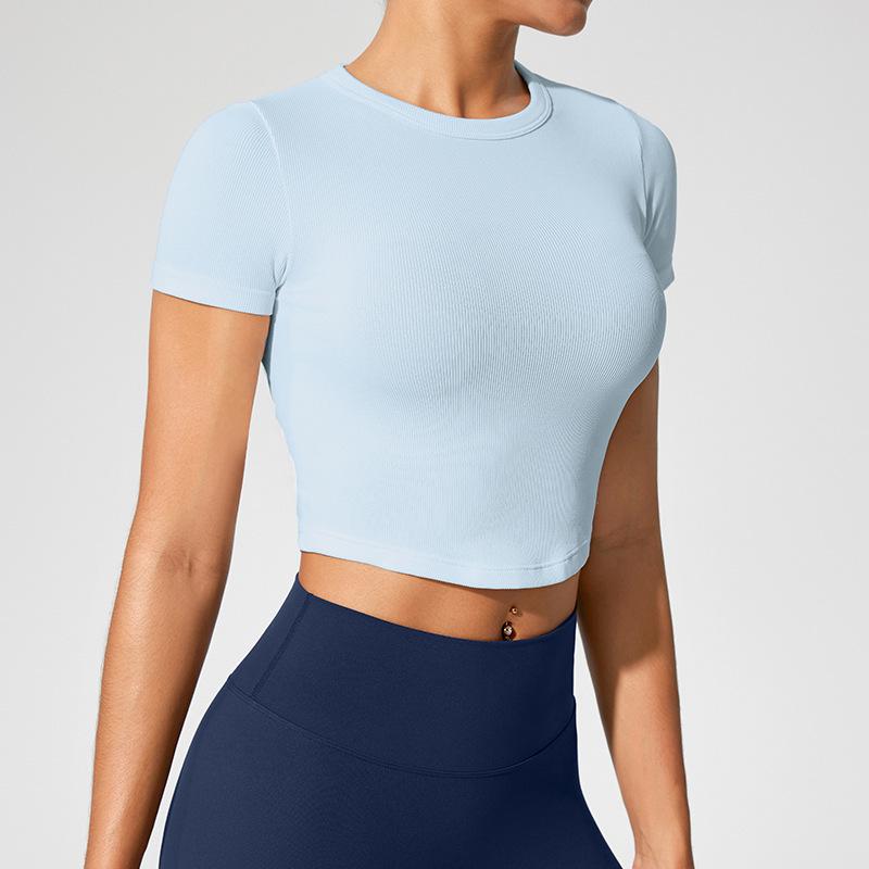 Women's Seamless Sports Top: Breathable, Short Sleeve Yoga and Running T-Shirt for Summer Fitness
