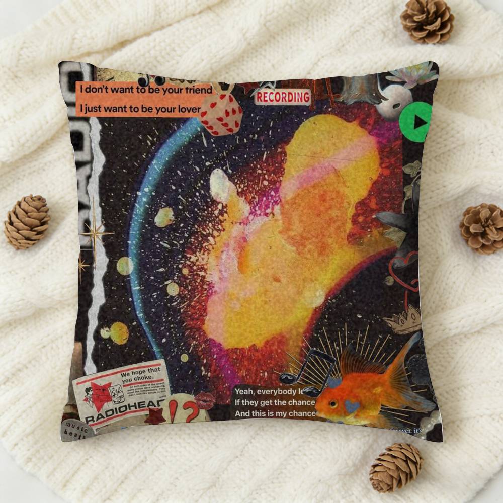 RRadiohead In Rainbows Skin Sticker Wrap Doublesided Printed Square Decorative Cushion Cover for Sofa Living Room Home Decor