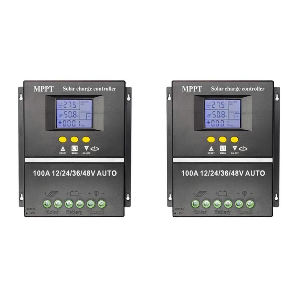 100A MPPT Solar Charge Controller 12V 24V 36V 48V Solar Panel Lead Battery Regulator Dual  LCD Display Dual USB