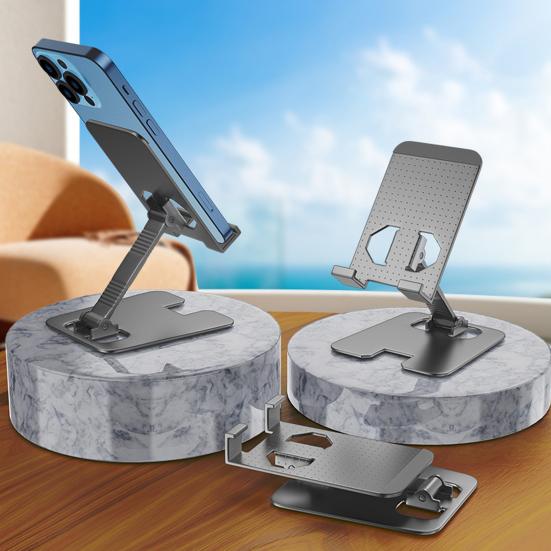 Phone Holder Stand Rotation 360-degree Aluminum Adjustable Stable Support Desktop Alloy Lazy Stand Phone