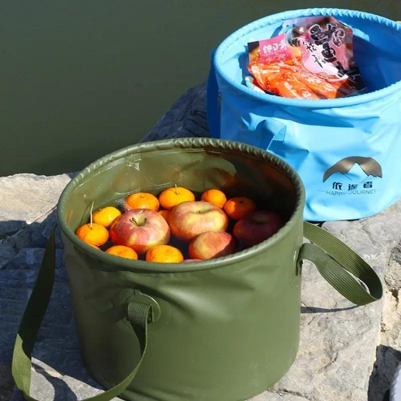 Folding Water Bucket Plastic Portable Fishing Storage Container Cleaning Basin Accessory Hunting Camping Hiking 7L