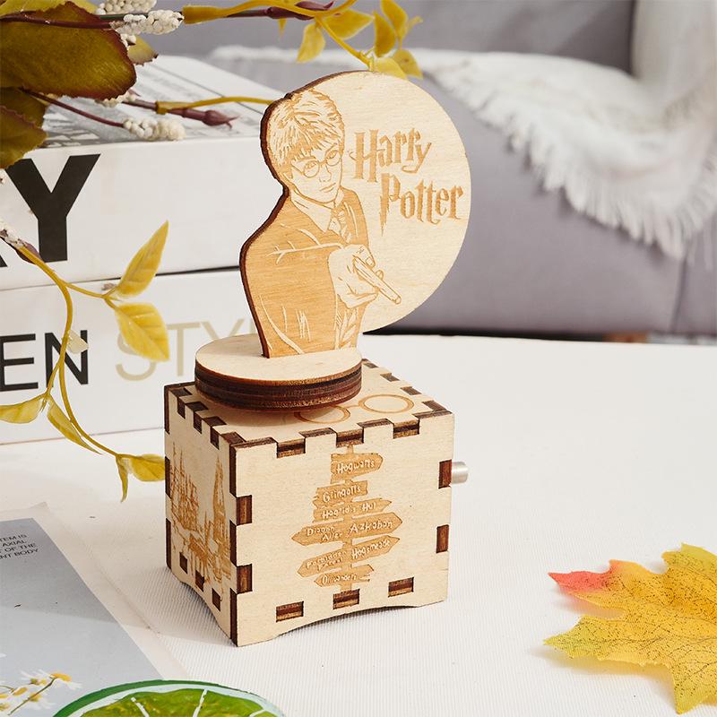 Hogwarts Hand-Cranked Retro Carved Wooden Music Box