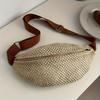 Women'S Light Brown Woven Chest Bag with Zipper Closure - Breathable Crossbody Phone Pouch, Stylish Beach & Sports Waist Bag, Casual Activity Bag