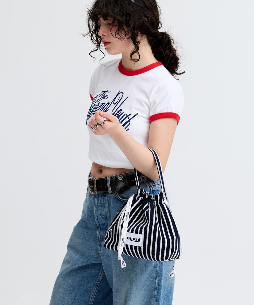 Macni Terry String Pouch Bag Navy