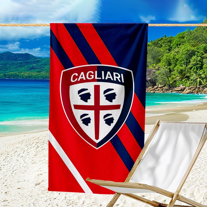 Football Cagliari Design Beach Towel - Soft, Absorbent Microfiber, Lightweight, Ideal for The Beach, Parties, Travel, Camping fan gifts