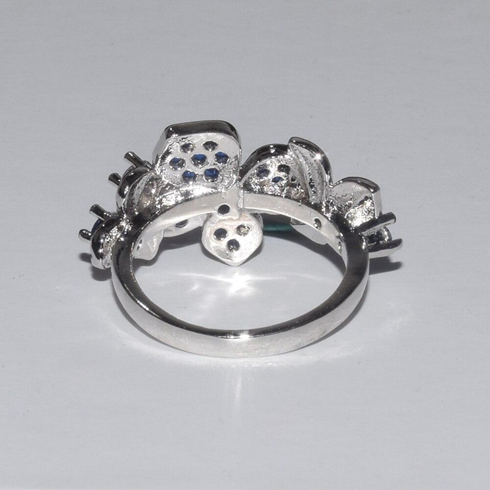 Shiny Blue Flower Zircon Ring For Women Engagement Wedding Ring