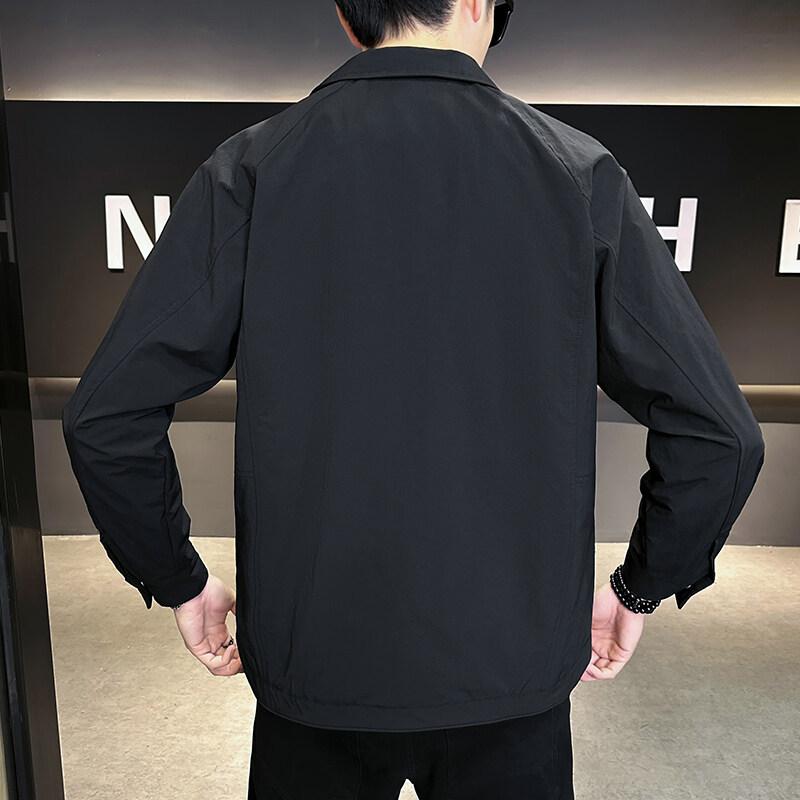 Jacket Men'S Spring New Loose Business Casual Cardigan Long Sleeve Top Short Simple Lapel Jacket