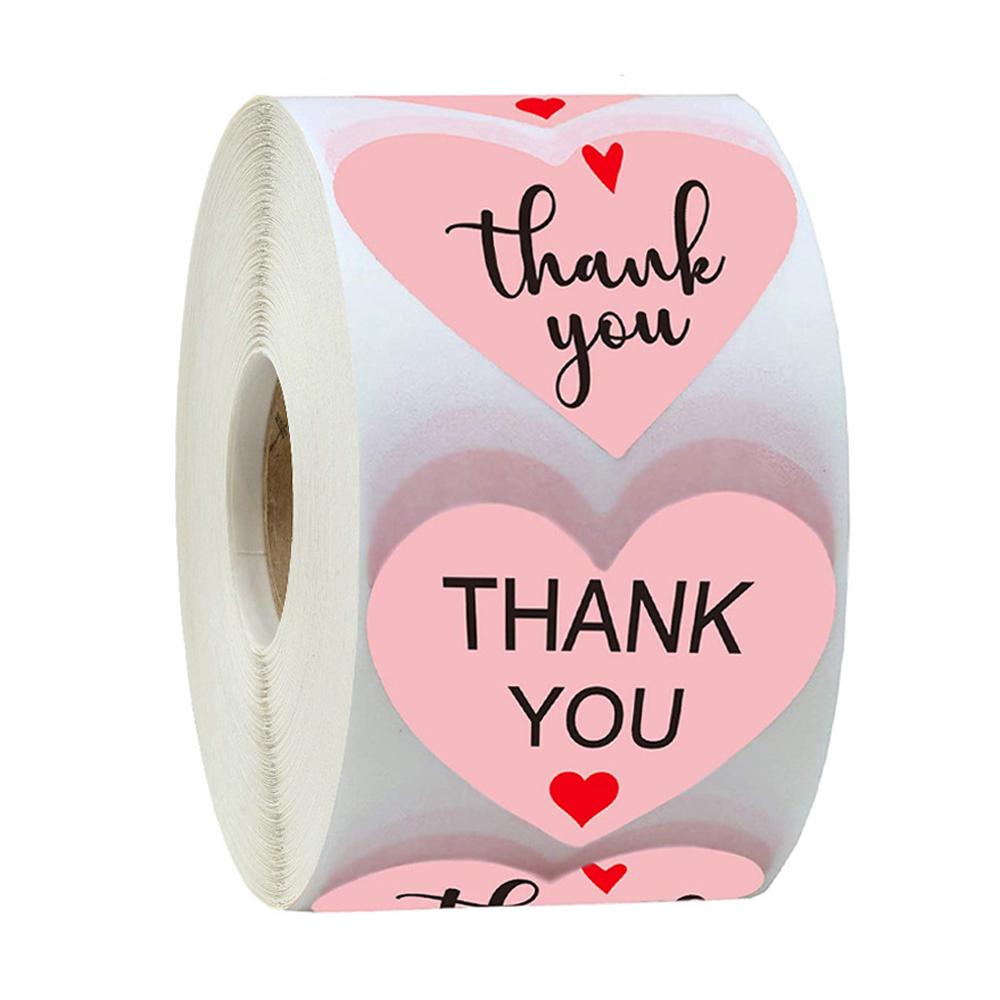 Pink Thank You Stickers Seal Labels For Scrapbooking Paper Stickers1 Inch 100-500pcs Wedding Party Cute Stationery Stickers